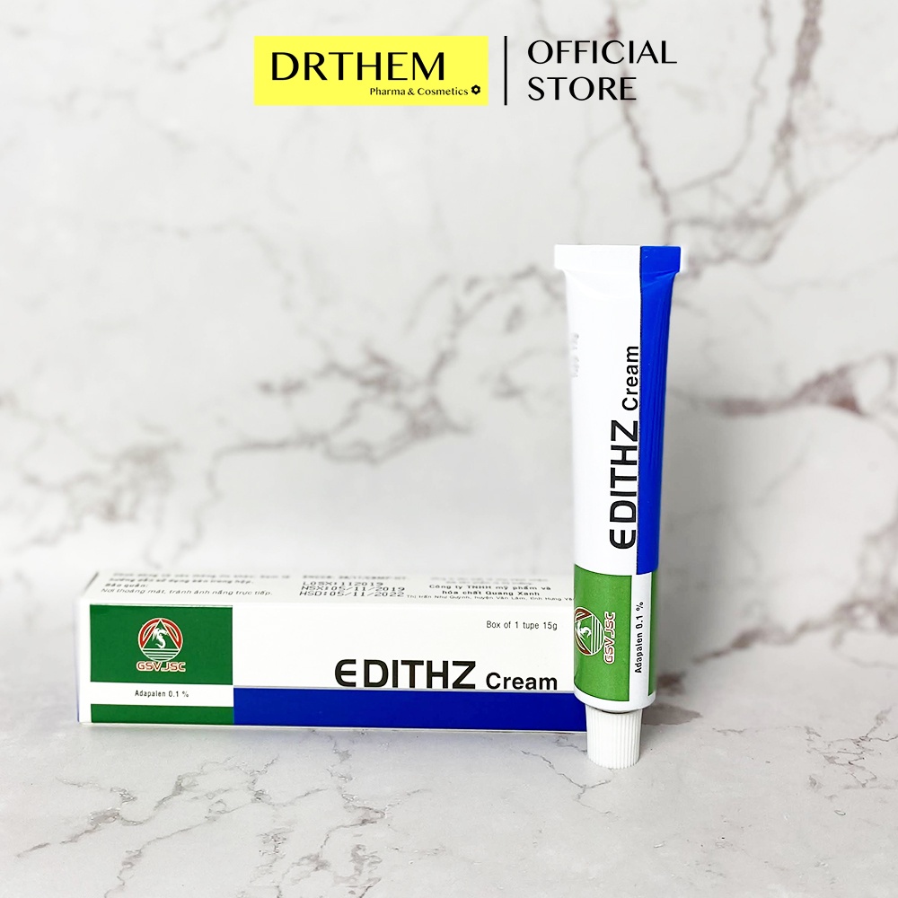 Edithz Cream GSV 15g - Adapalen 0.1% - Giảm Mụn Trứng Cá, Ẩn, Đầu Đen - Quablue