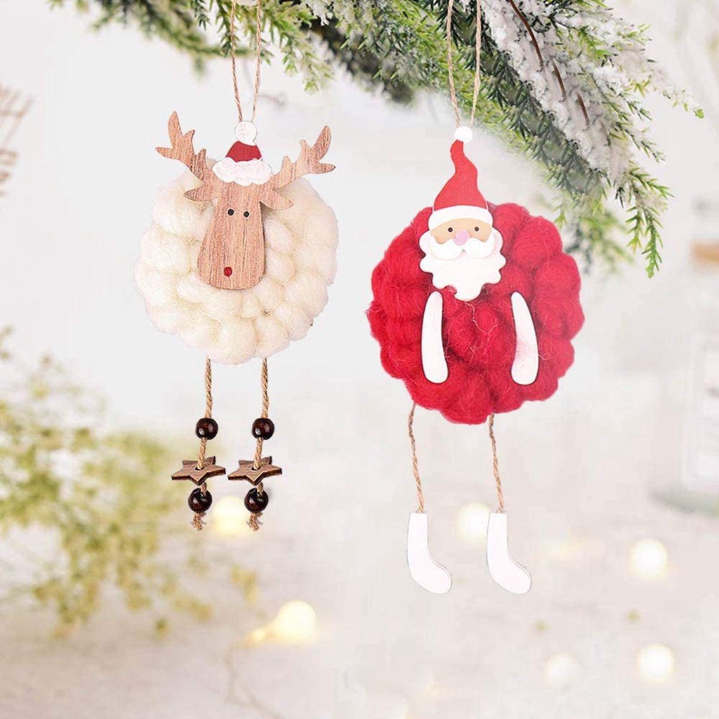 Phụ Kiện Trang Trí Cây Thông Giáng Sinh Năm Mới Hình Tuần Lộc / Ông Già Noel Bằng Len