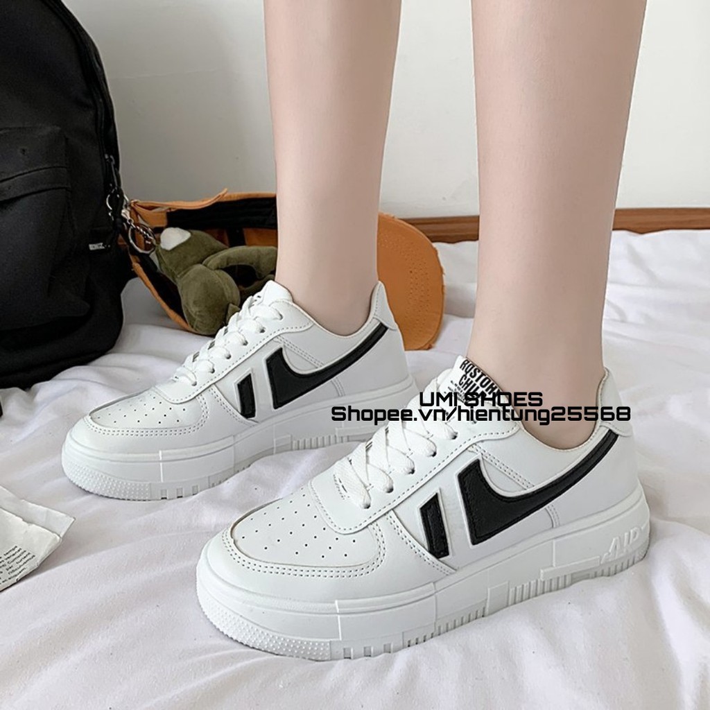 Giày thể thao nữ đế bằng cao 4cm mã A1 mềm êm giá rẻ học sinh đi học đi chơi đơn giản màu đen trắng/xanh