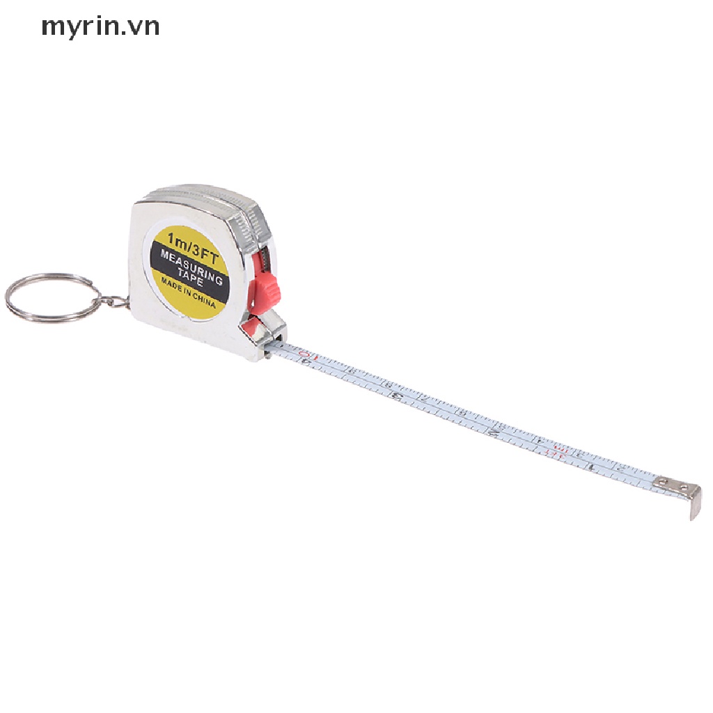 Thước Dây Bỏ Túi 1M / 3ft Bằng Thép Không Gỉ Có Móc Khóa Tiện Dụng