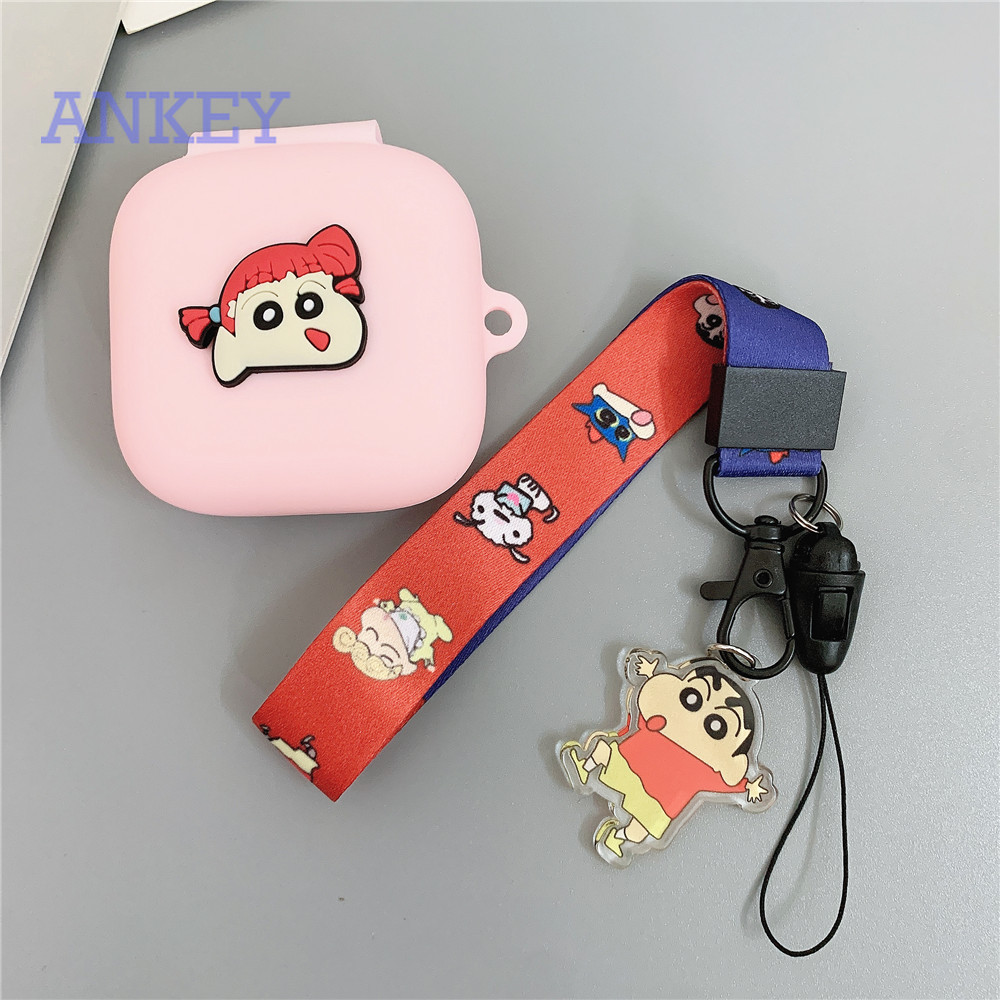 Oppo W51 Case Cute Lovely Crayon Shin-Chan Earphone Cover for Oppo Enco W31 / Enco Free / Enco X Soft Silicone Case with Wristband Hand Strap Anti-shock Case Headphone Wireless Headset Earbuds Waterproof Case Shockproof Protective Skin Protective Shell