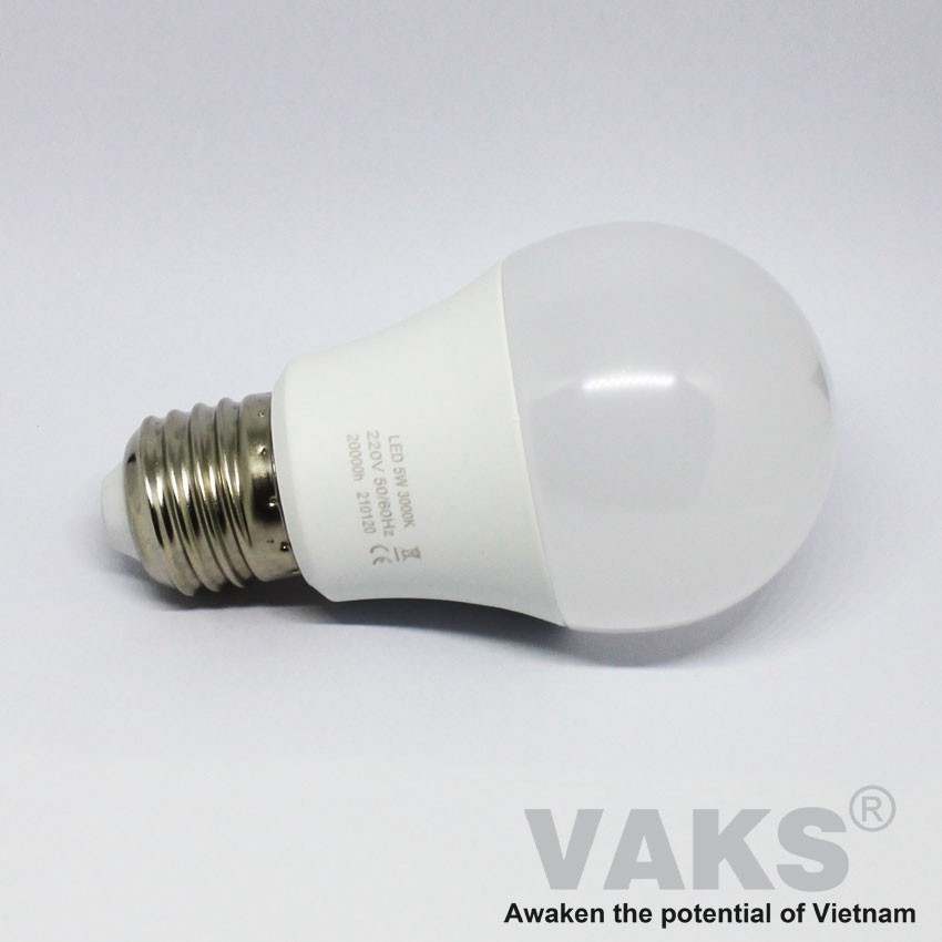 01 cái bóng đèn Led dạng bulb đuôi tròn E27, 5W, 220VAC - Kín nước - Ánh sáng Vàng