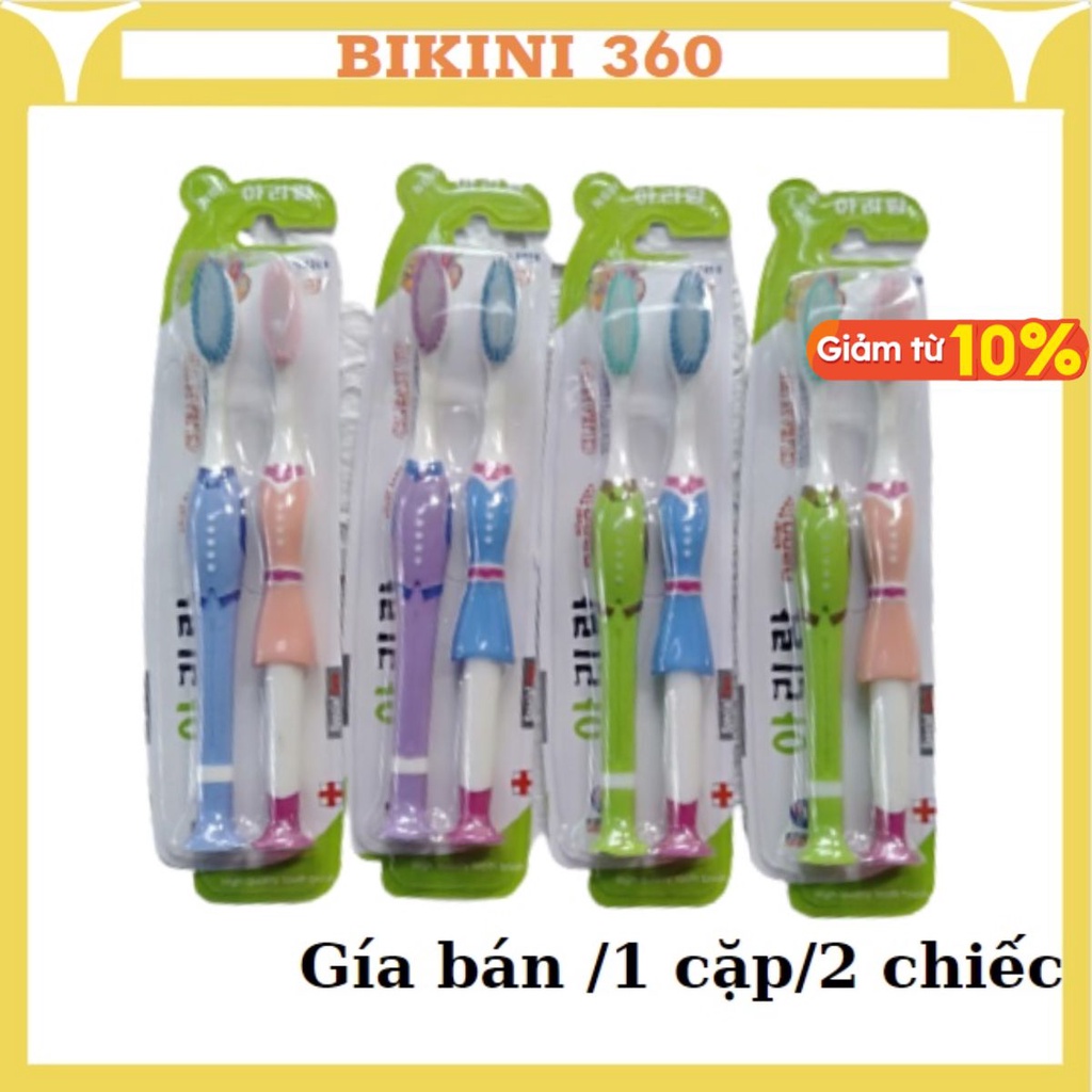 Bàn chải đánh răng ĐÔI HÀN QUỐC siêu mềm mại không chảy máu chân răng có chân cắm hút chân không