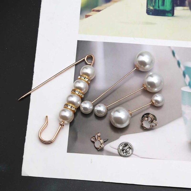 Set 4 Kẹp Nối Dài Khăn Choàng / Áo Sweater Đính Ngọc Trai Nhân Tạo Đơn Giản An Toàn Cho Nữ