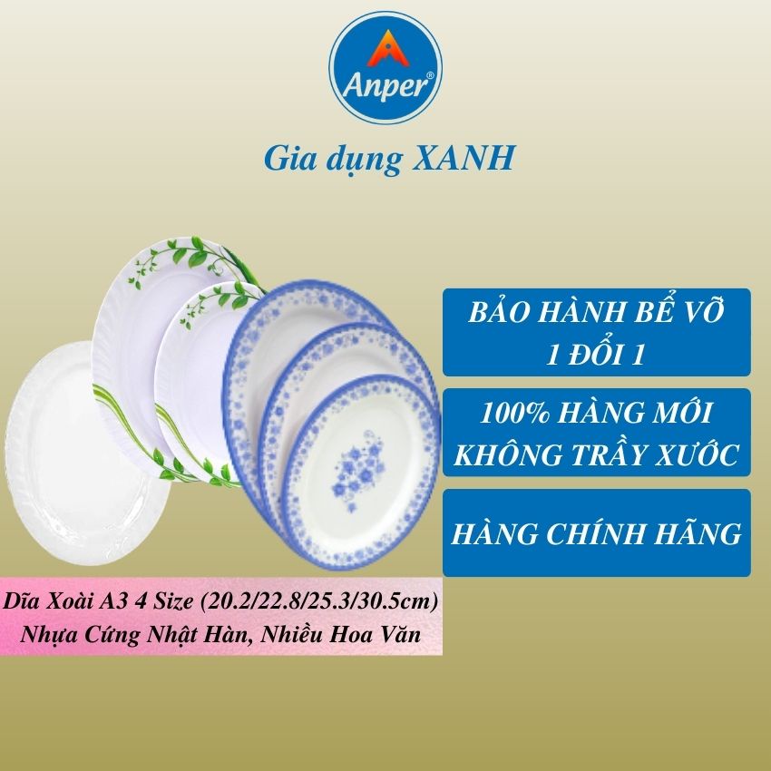 Đĩa đĩa nhựa melamine ANPER plate dĩa sâu nhật hàn cứng cao cấp an toàn sang trọng