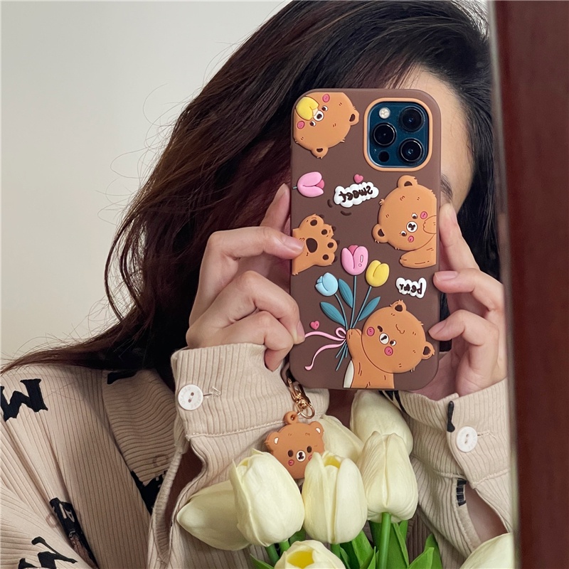 Ốp Điện Thoại Silicon Chống Sốc In Hình Hoa Tulip Hoạt Hình Dễ Thương Cho iPhone xr 13 12pro 11 xsmax