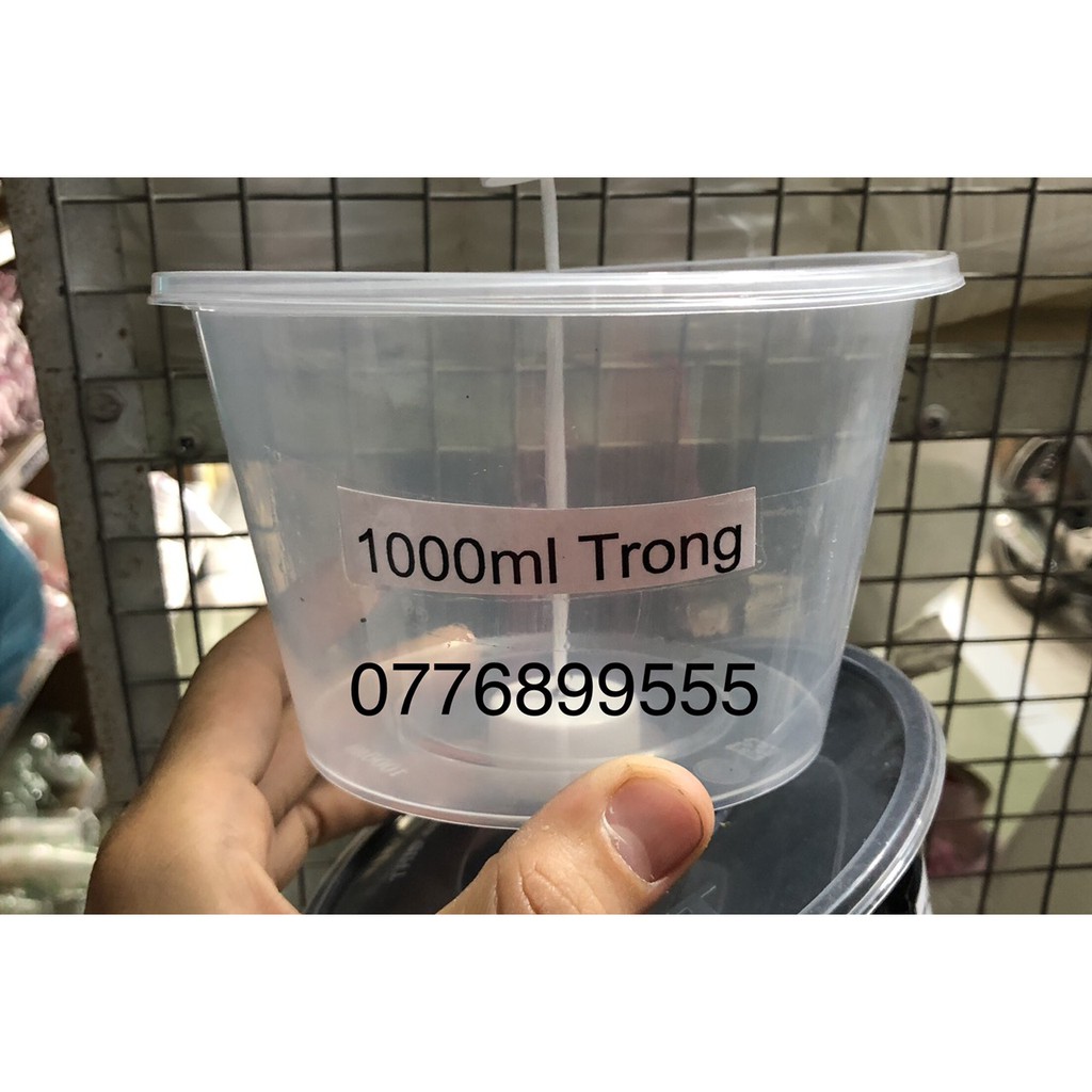 50 cái Hộp Tròn nhựa microwave đen, trong - thố hủ tiếu