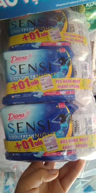 Combo 6 gói băng vệ sinh Diana Đêm sensi cool fresh night 29cm/35cm