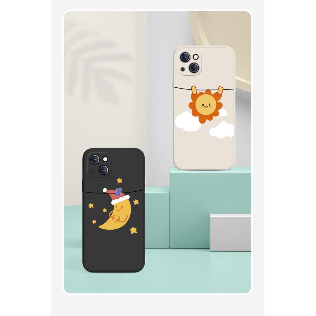 Ốp Điện Thoại Chống Sốc Họa Tiết Mặt Trăng / Mặt Trời Cho Iphone 13 Pro 11 Pro Max Xr 6s 7 8 Plus 12 Mini 14 Pro Xs Max