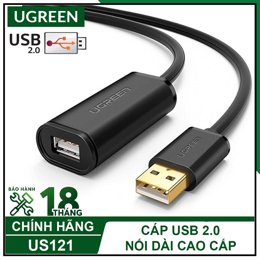 Cáp Nối Dài Usb 2.0 Tốc Độ Truyền 480Mbps Cao Cấp, UGREEN US121 Chính Hãng