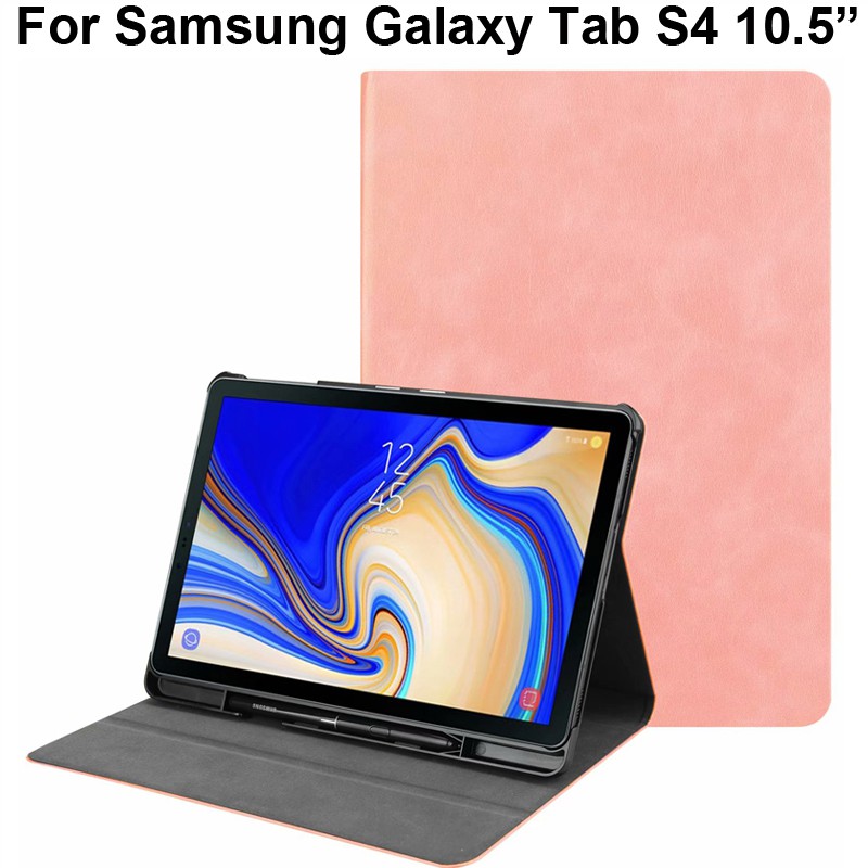Ốp máy tính bảng bằng da có ngăn đựng bút cho Samsung Galaxy tab S4 10.5 SM-T830 SM-T835