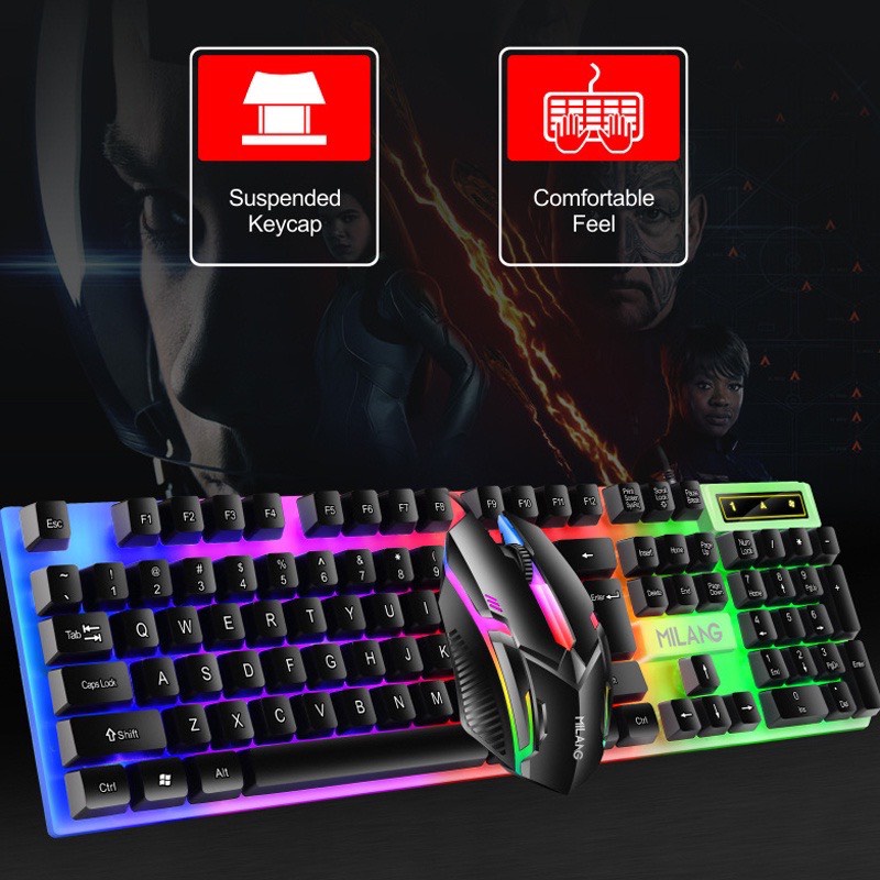 Bàn Phím Cơ Dạ Quang Milang T6, Keyboard Lap top LED 7 màu, Chuyên Game Siêu Mượt, Chống Nước Hàng Hãng