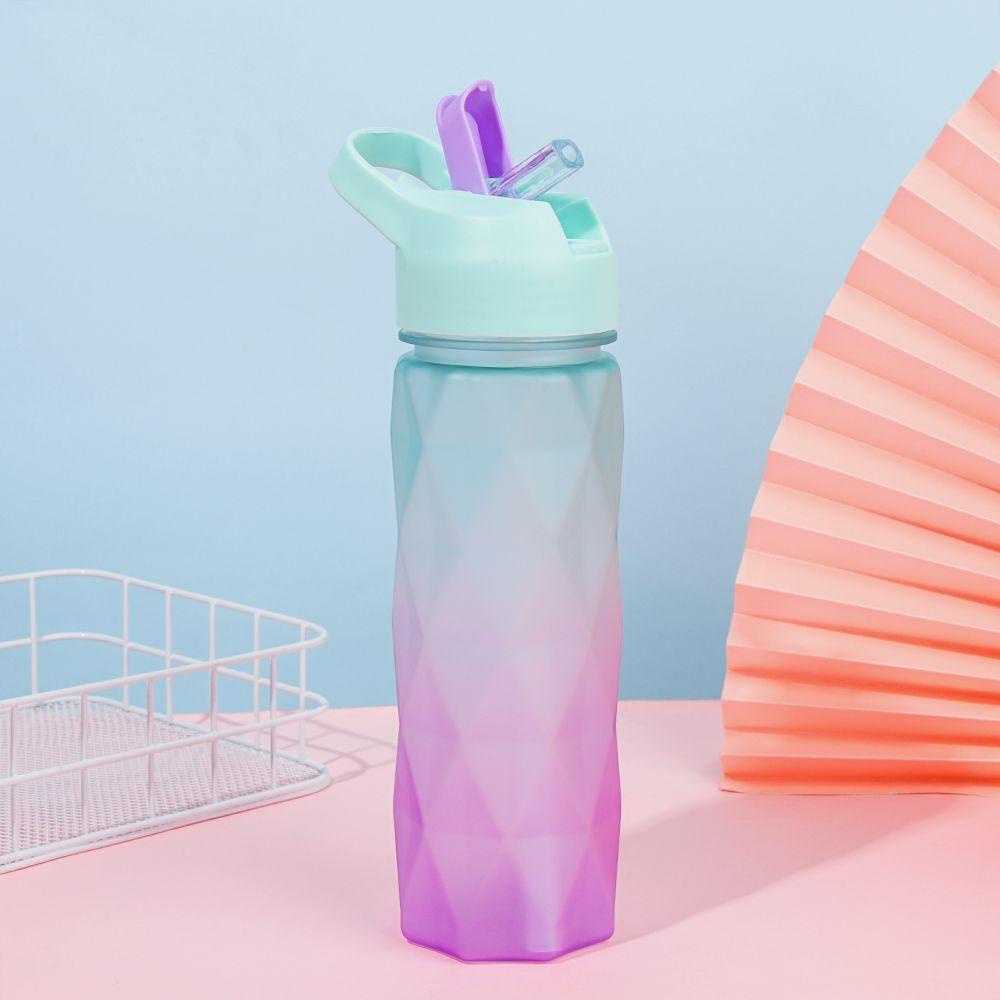 Bình Nước 600ml Màu Gradient Cầu Vồng Chống Rò Rỉ Dành Cho Nam Và Nữ