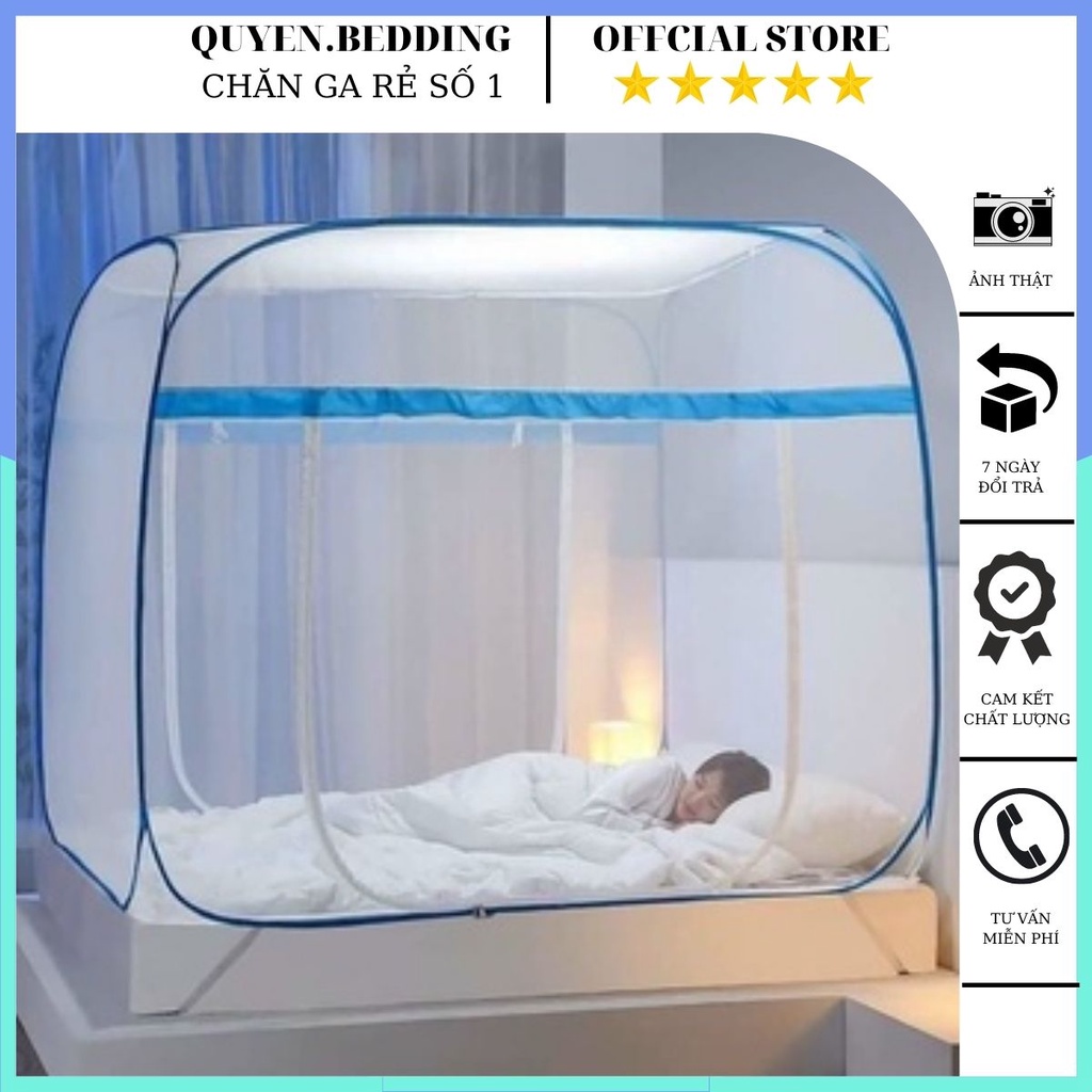 màn chụp , màn chụp tự bung đinh vuông GIA LONG khung xếp chống muỗi tiện dụng không cần gắn vào tường