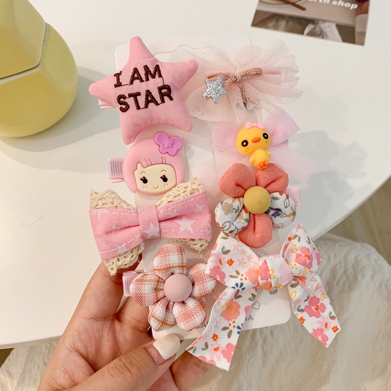 Set 8 Kẹp Tóc Nơ Xinh Xắn Cho Bé Gái