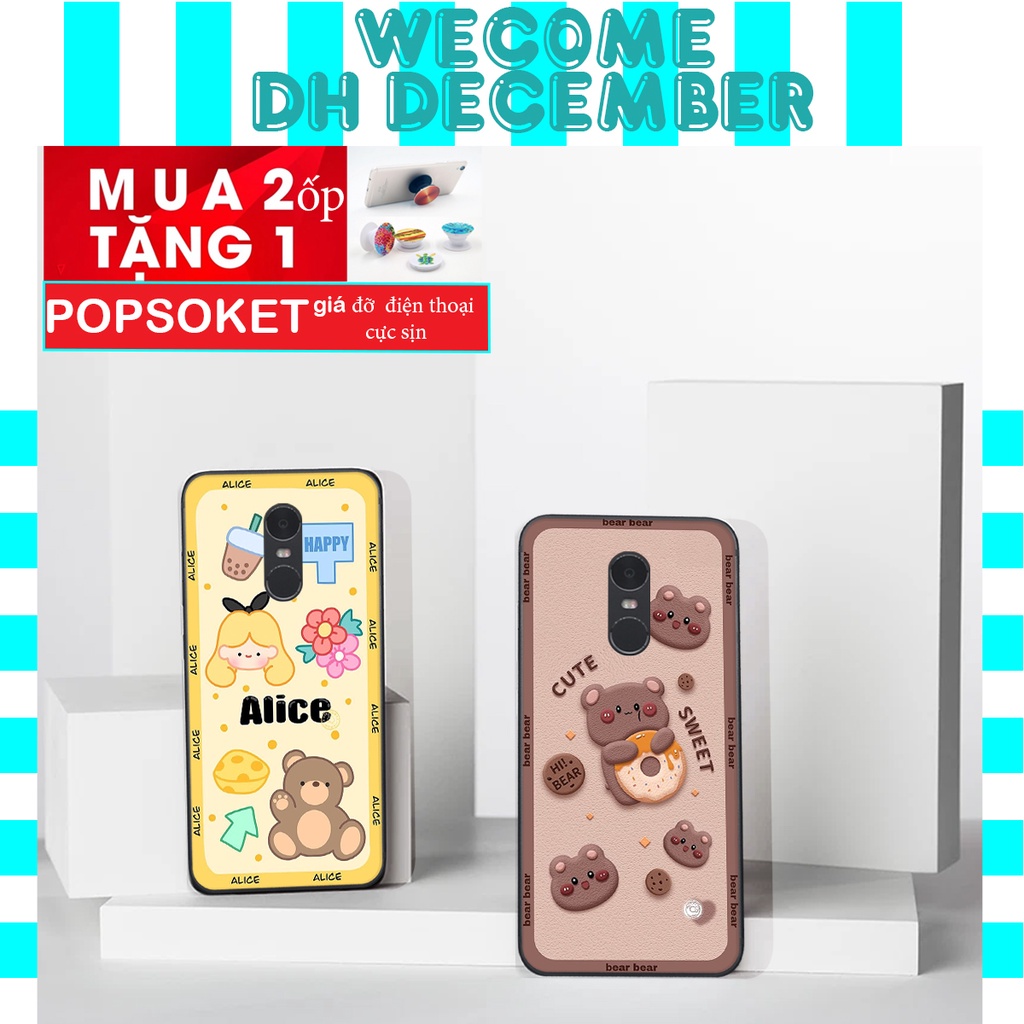Ốp lưng Xiaomi REDMI NOTE 4 / 4X / REDMI 5 PLUS  in hình 3D gấu mới nhất - sang - chảnh - ĐẸP- BỀN