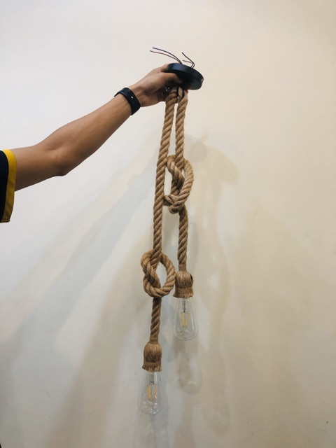Đèn Thả: Mẫu đèn thả dây thừng đôi  mỗi dây 1m chưa bóng