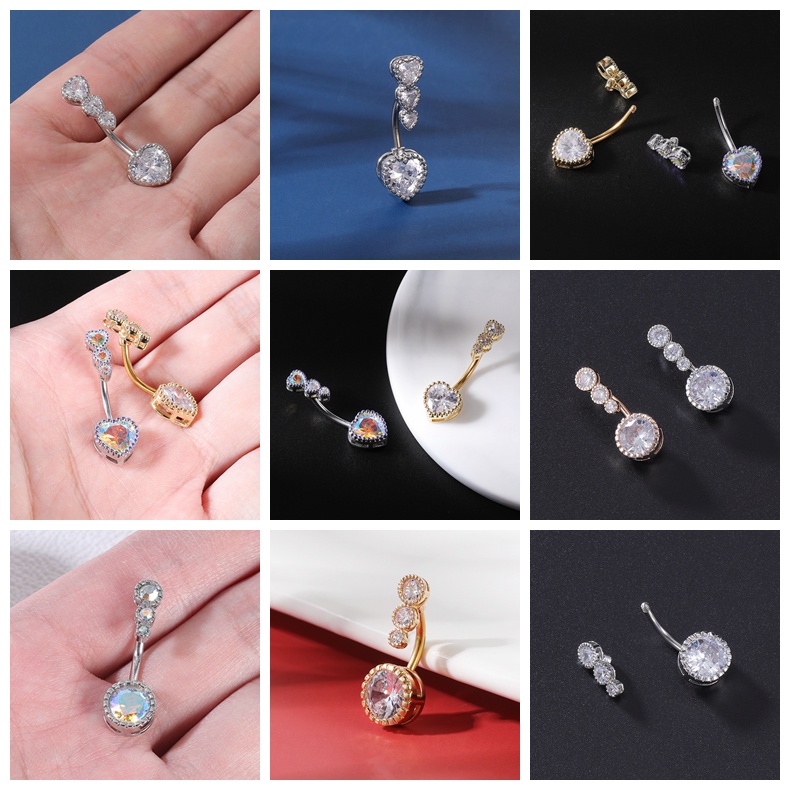 1 Khuyên Rốn Hình Trái Tim Bằng Thép Không Gỉ Chống Dị Ứng