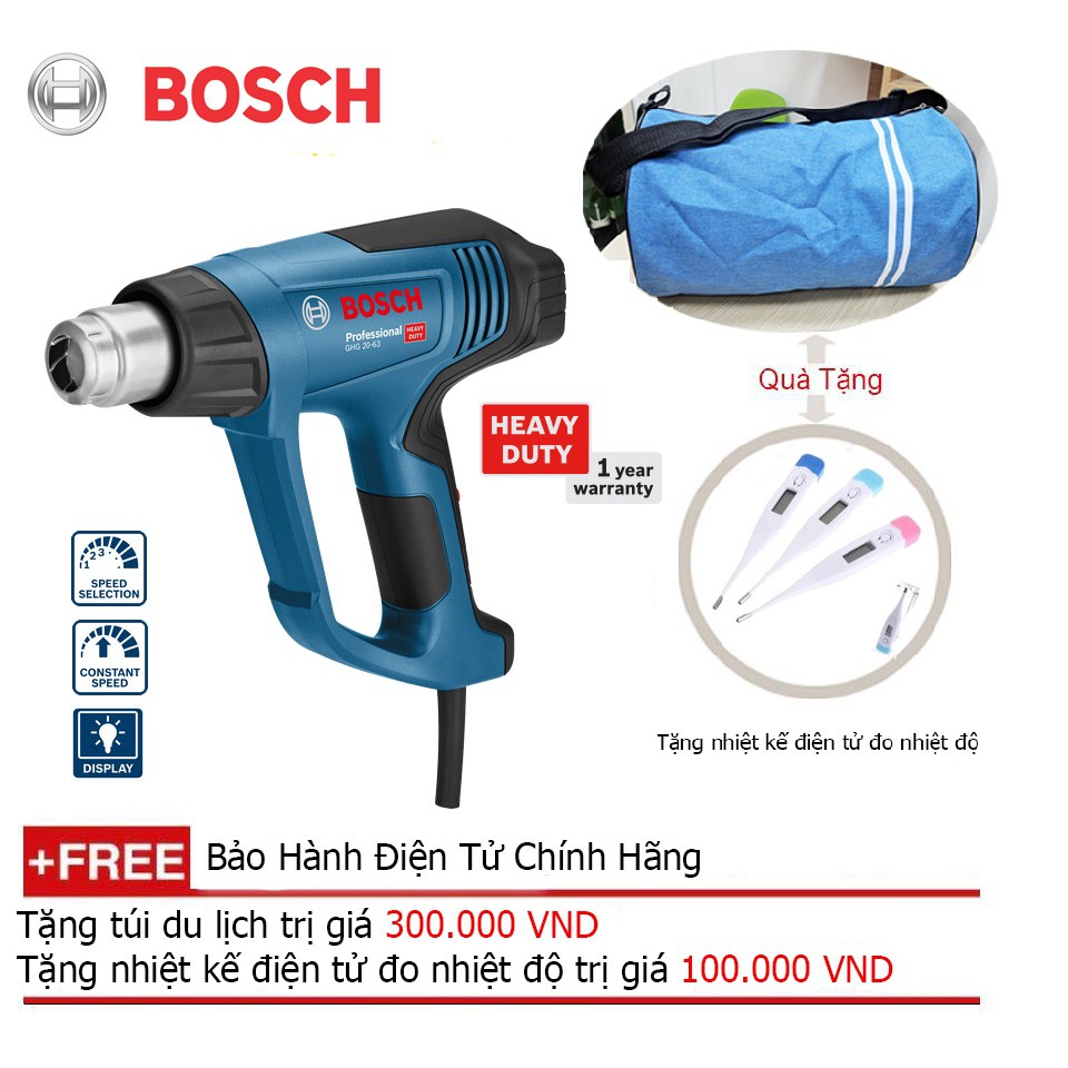 Máy thổi hơi nóng Bosch GHG 20-63 + Quà tặng áo mưa