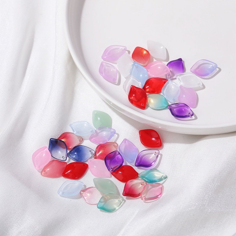 (5 cái)Cánh hoa lily thủy tinh 13*19mm, Nguyên liệu làm trang sức cổ trang, Nguyên liệu diy