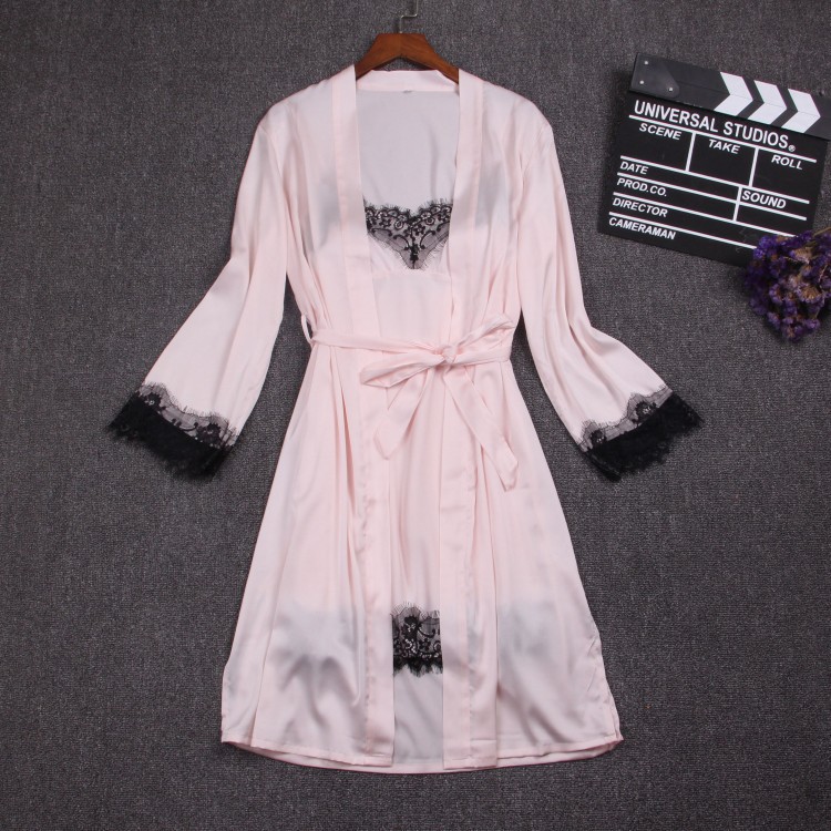 [size M/L/XL < 65KG][mút ngực] Áo choàng ngủ váy ngủ lụa sexy hai dây phối ren AM255101_đầm ngủ lụa | BigBuy360 - bigbuy360.vn