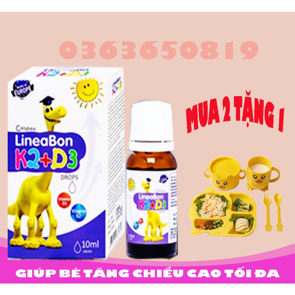 Combo 2 lọ lineabon k2 d3 bổ sung vitamin d3 k2 giúp tăng hấp thu canxi cho trẻ