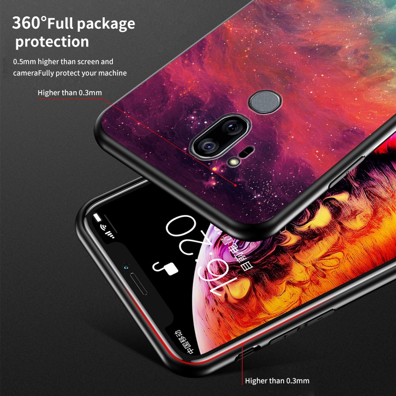 Ốp điện thoại mặt kính cường lực chống sốc họa tiết trời sao cho LG G5 G6 G7 G8 Thin G9 V60