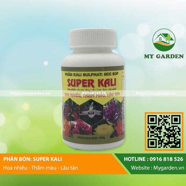 Phân bón Super Kali, dạng bột, lọ 100gr, nhiều hoa, lâu tàn