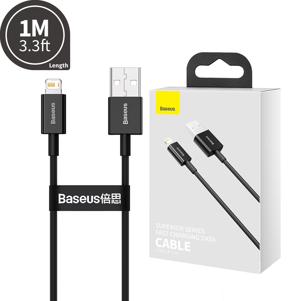Dây sạc nhanh chính hãng Baseus cổng ios micro usb type c ko bọc dù - Cáp dài 2m và 1m cho samsung iphone