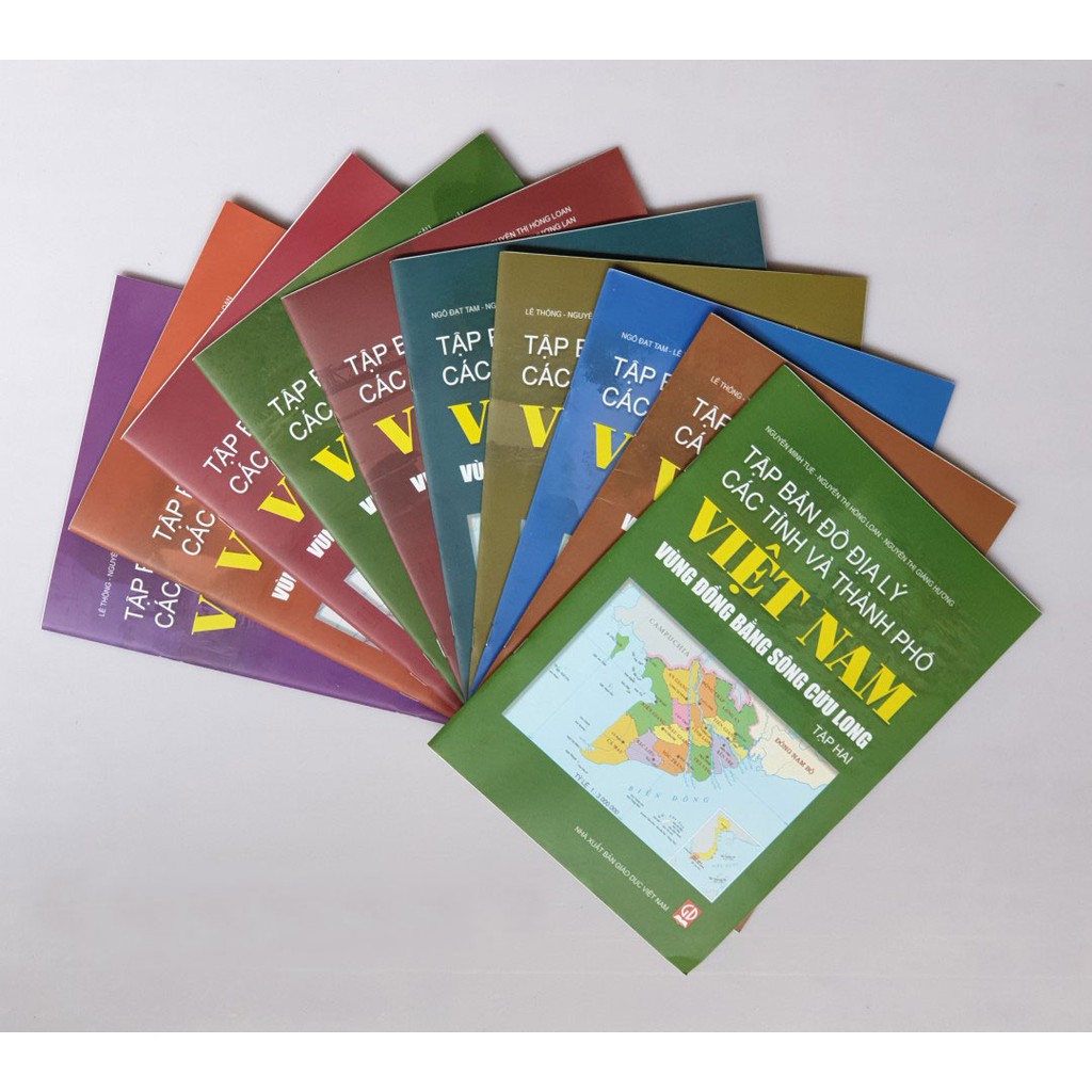 Sách - Tập bản đồ Địa lí các tỉnh và thành phố Việt Nam (bộ 10 quyển)