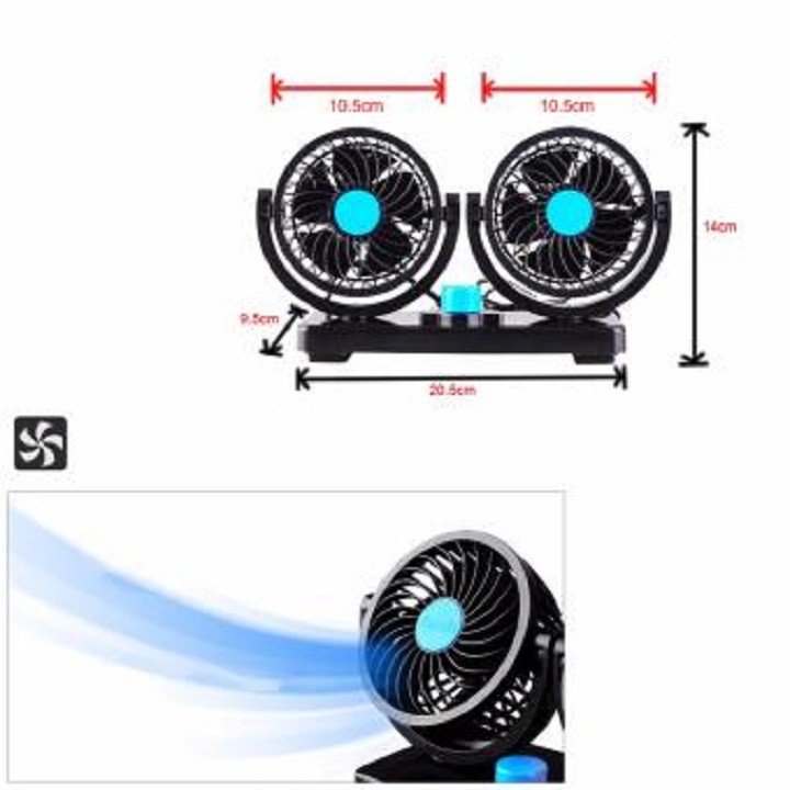 Quạt đôi 12V dành cho xe ô tô - Quạt ô tô