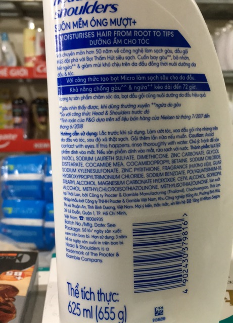 Dầu gội Head &amp; Shoulders suôn mềm óng mượt chai 625ml