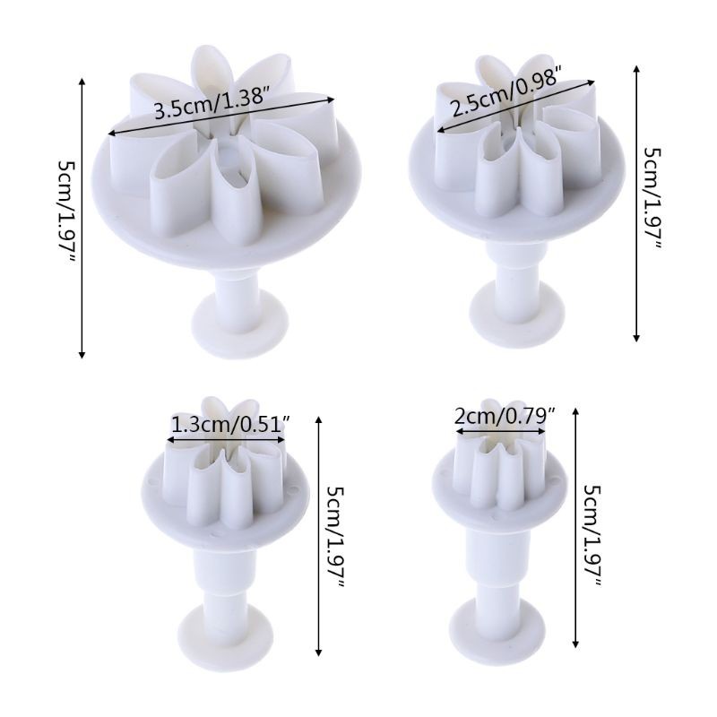 Set 4 Khuôn Nhấn Bánh Quy Hình Hoa Cúc Bằng Nhựa