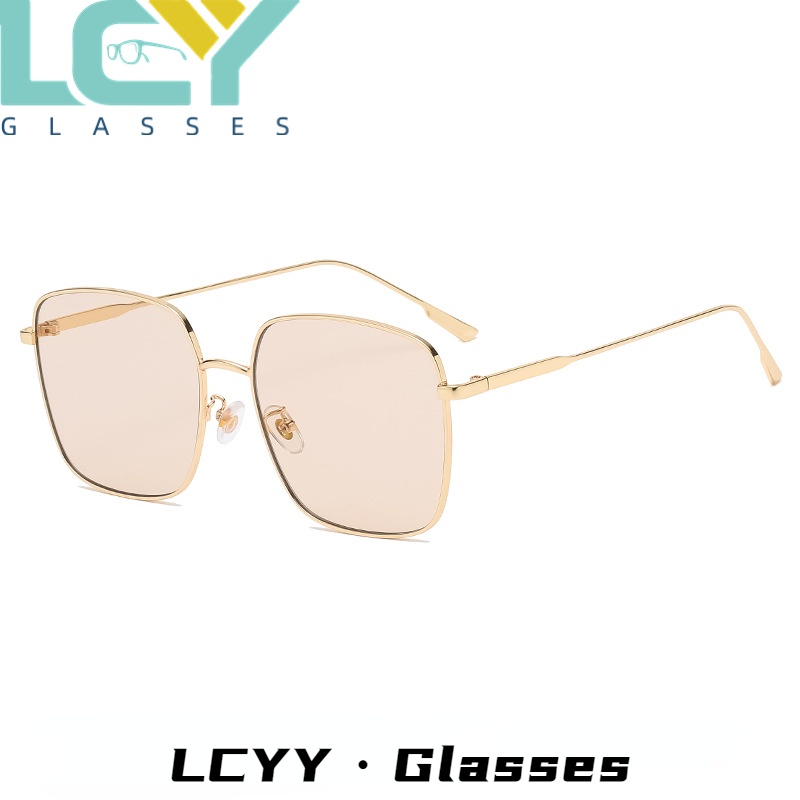 Kính Mát Gọng Vuông Kim Loại Màu Sắc Retro Thời Trang Cho Nữ Mã 21003