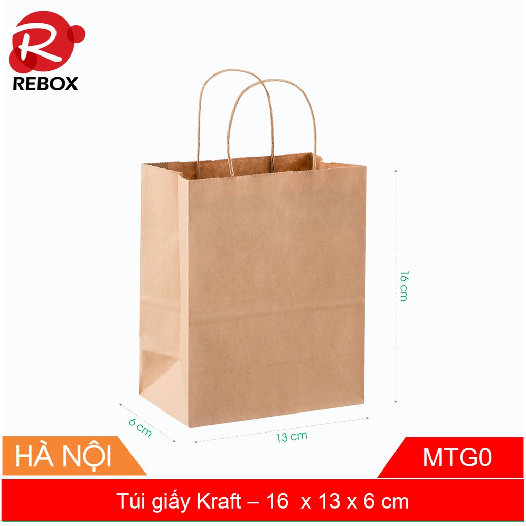 16x13x6 túi Kraft - Combo 50 túi giấy kraft có quai tiện dụng giá ưu đãi