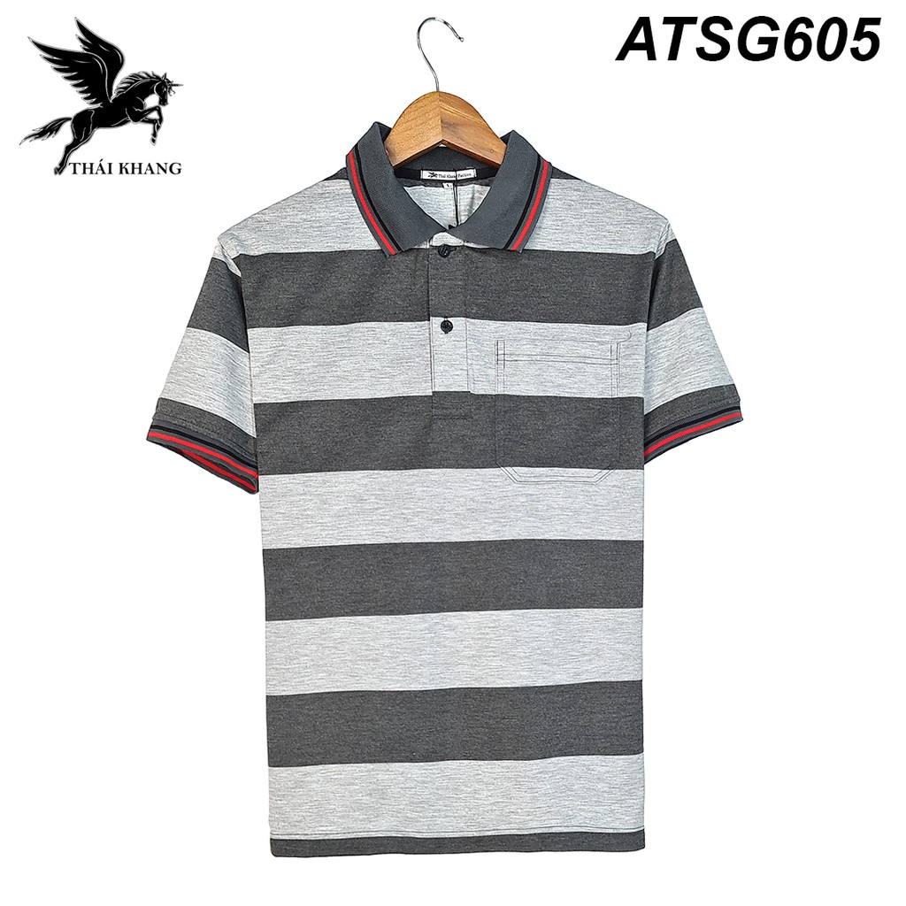 áo thun nam có cổ có túi tay ngắn sọc ngang vải cotton loại áo polo nam tay lỡ form rộng trung niên TOG1 | BigBuy360 - bigbuy360.vn