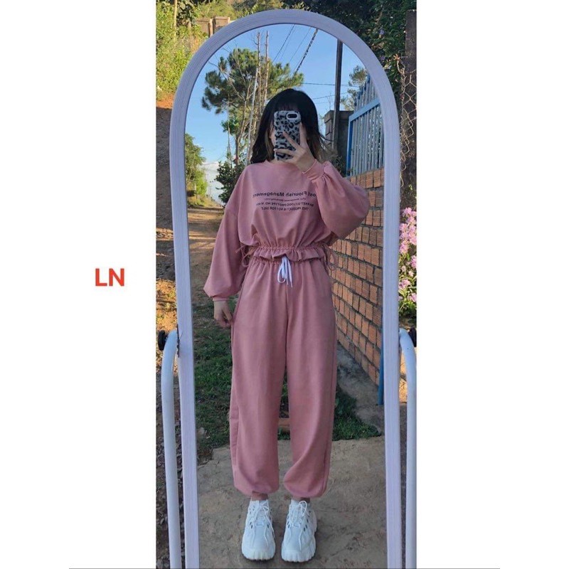 Sét áo croptop rút eo rost+quần bom LN12