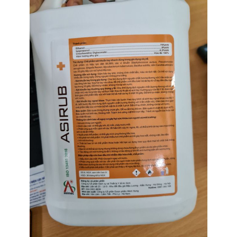 Nước rửa tay nhanh Asirub can 5 lít