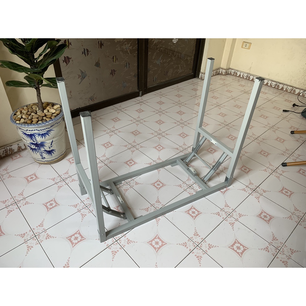 Chân bàn gấp Trường Phát màu ghi 1m2, 1m, chân sắt sơn tĩnh điện siêu bền, siêu chắc khoẻ, gấp gọn tiện ích