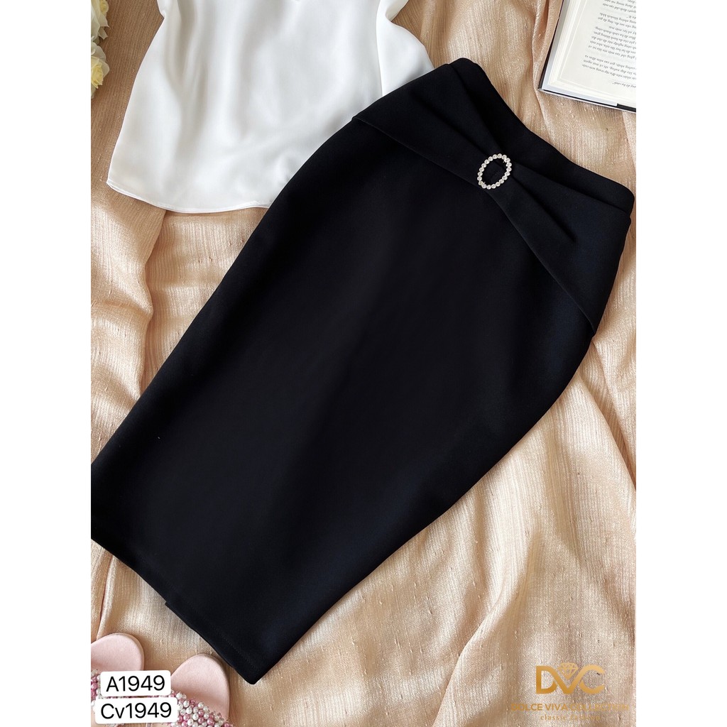 Set áo trắng nơ cổ chân váy bút chì S1949 - Đẹp Shop DVC (Kèm ảnh thật trải sàn do shop tự chụp)