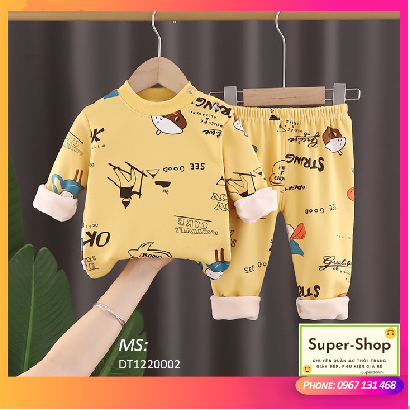 SET QUẦN ÁO HỌA TIẾT CỰC CUTE, ĐÁNG YÊU CHO BÉ, CHẤT NỈ LÓT LÔNG CAO CẤP [Super-Shop]