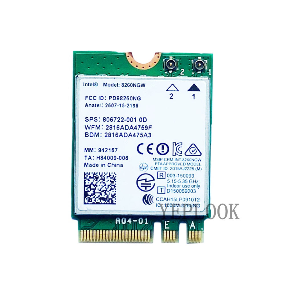 AC8260 8260NGW 8260AC 867Mbps 2.4G / 5GHz Wifi + BT4.2 MU-MIMO Thẻ Wifi