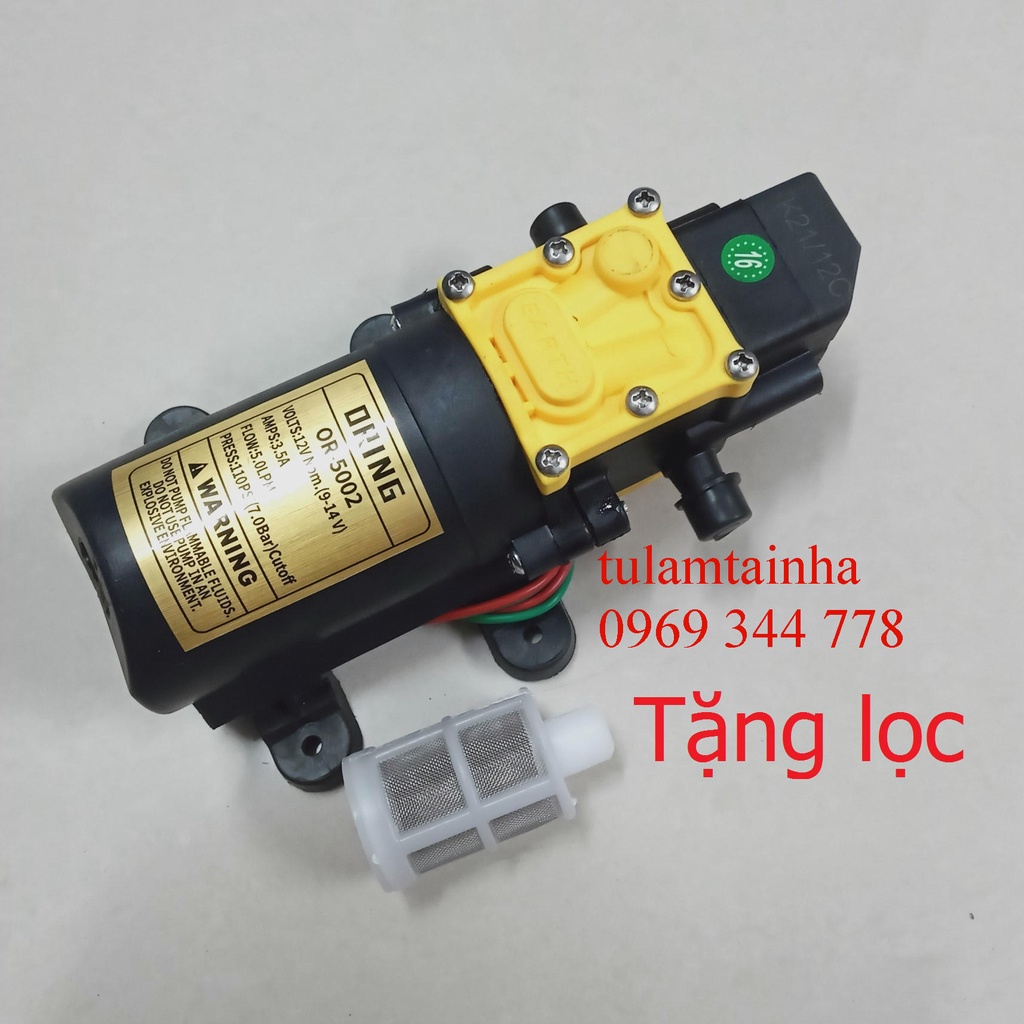 Máy bơm đơn Oring 12V vỏ kín dùng phun sương, phun thuốc, tưới cây