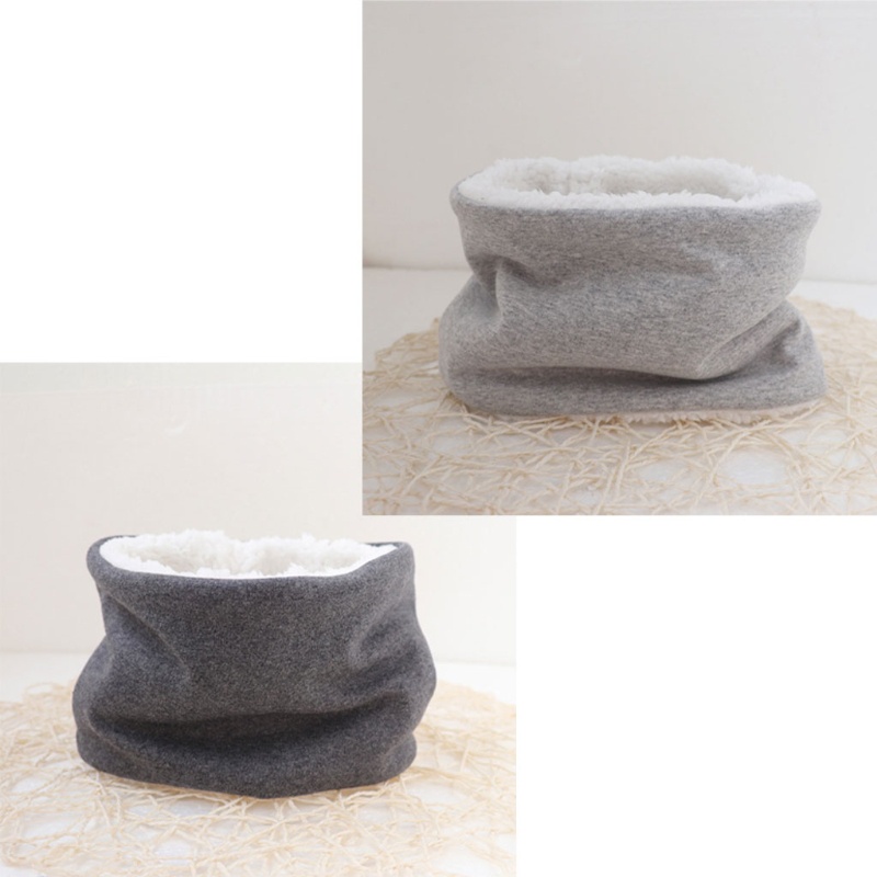 Khăn Choàng Cổ Bằng Vải Bông Dày Dặn Màu Trơn Giữ Ấm Mùa Thu Đông Cho Bé