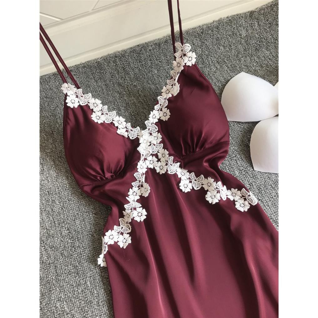 THANH LÝ - Váy ngủ lụa phối ren hoa chéo