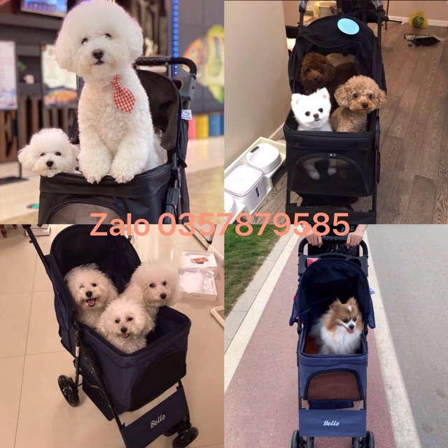 [Sẵn] XE ĐẨY THÚ CƯNG BELLO tiện lợi, gấp gọn, bánh xe xoay 360 độ