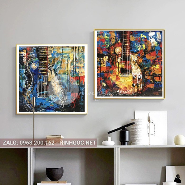 Bộ 2 Tranh Treo Tường Trìu Tượng Trang Trí Phòng Khách/ Phòng Ngủ/ Lối Đi Dáng Vuông