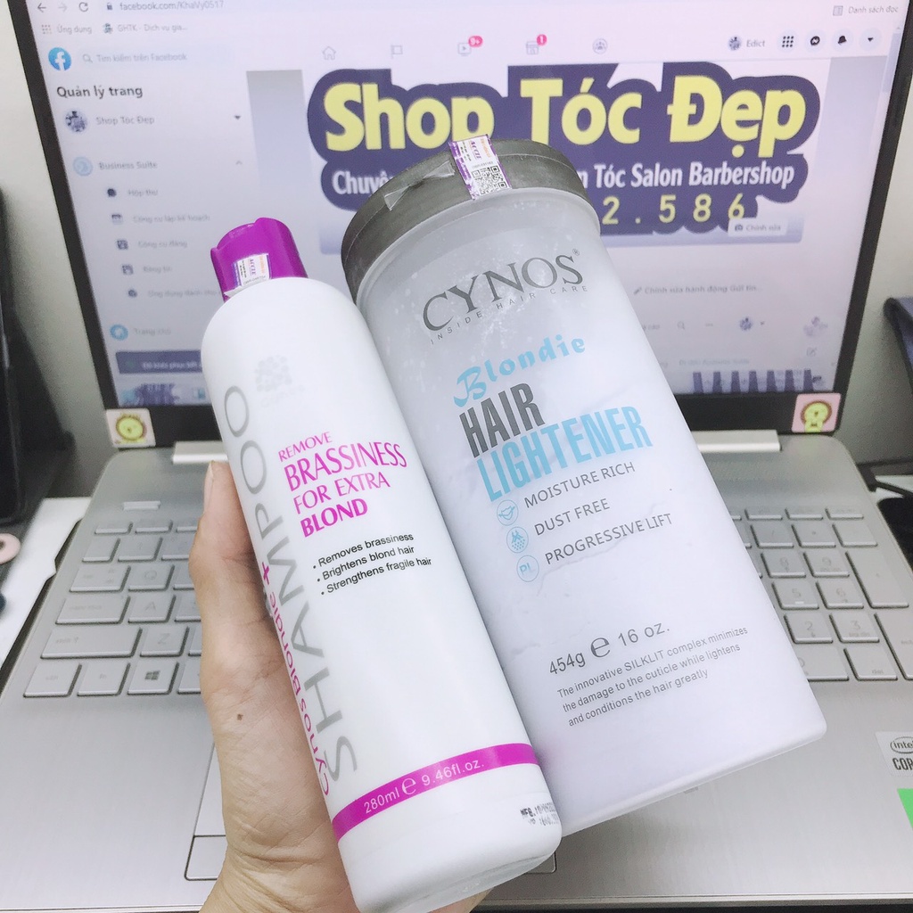 ComBo bột tẩy tóc CYNOS 454g và gội Khử Vàng CYNOS Blondie+ 280ml