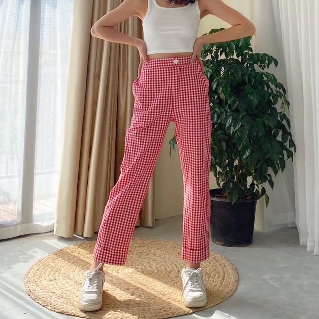 Quần ống suôn kẻ Mia Ritta Cali Straight Pants Q384