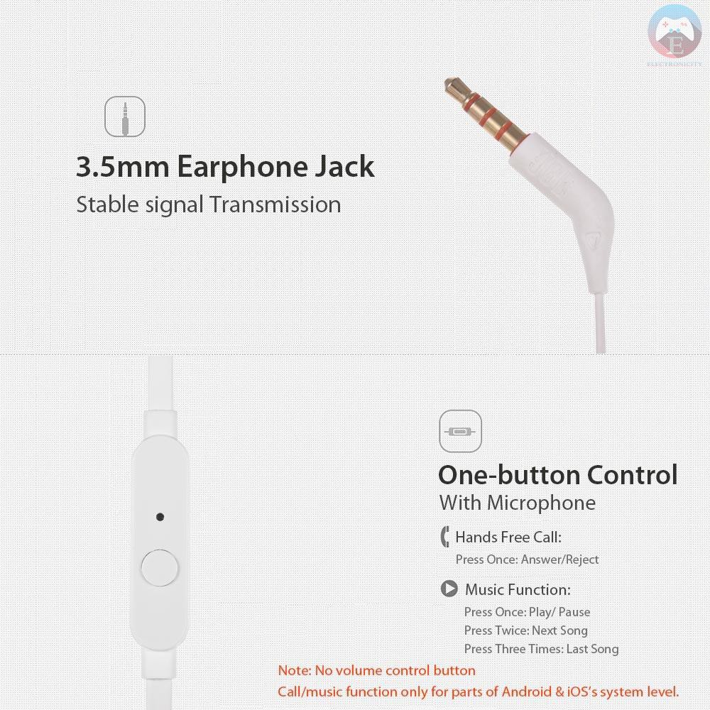 Ê JBL T110 In Ear Earphones With Microphone Wired Control Headphone 3.5mm Jack Earbuds For Huawei Xiaomi Samsung Mobile
